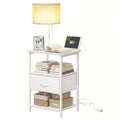 Nightstand with Built-in LED Lamp USB Port & Outlet – 1 or 2 Drawers Bedside Table for Bedroom Living Room, Black Brown White