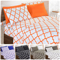 Luxury Microfiber Bed Sheet Set Geometric Trellis Pattern 16 Inch Deep Pockets Fade Wrinkle Resistant Hotel Quality Twin Full Queen King 5 Colors