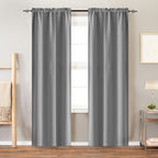 Room Darkening Curtains 2 Panels Triple Weave for Bedroom & Living Room – Thermal Insulated, Noise Reducing, Rod Pocket Solid Color Drapes