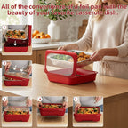 Reusable Food Storage Tray Set 4PCS 2-in-1 Plastic Serving Tray with Foil Trays – Holiday Party Containers for Christmas, Thanksgiving, BBQ & Outdoor Gatherings, White, Red & Black