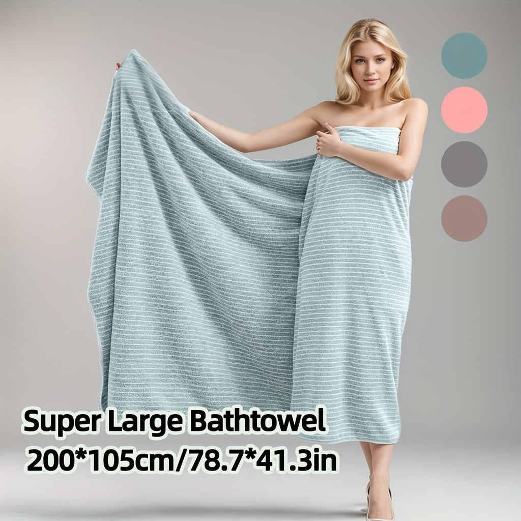 Extra Large Bath Towel 78x41 Inch – Striped Coral Fleece Quick-Dry Space Theme Towel, Absorbent Lint-Free Bath Sheet for Home Beach Outdoor, Holiday Gift