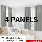 Blackout Curtains Rod Pocket 4-Panel Solid Color Lightweight Matte Drapes | 100% Light Blocking Window Curtains for Bedroom Living Room, 9 Colors 5 Sizes