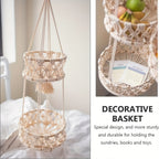 Macrame Hanging Fruit Basket 1/2/3-Tier Boho Wall Storage – Bohemian Hanging Basket for Fruits, Vegetables & Indoor Plants, Kitchen & Home Decor