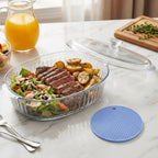Glass Baking Dish with Lid Set - Borosilicate Casserole Dish with Glass Lid & Silicone Mat, Oven & Microwave Safe, 61oz or 95oz, for Chicken, Pasta, Desserts & Holiday Cooking