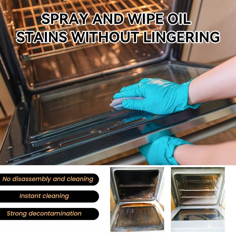 Stove & Oven Foam Cleaner Spray 3.38oz, Multi-Purpose Citric Acid Formula Removes Kitchen Grease & Stains, Deodorizing Non-Toxic Unscented Cleaner for Stoves, Ovens & Stainless Steel Appliances