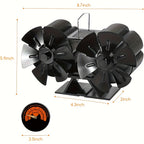 Wood Stove Fan Heat Powered Non-Electric Fireplace Fan for Wood Burning Stoves Pellet Stoves Log Burners with Thermometer – 4 to 7 Blade Options