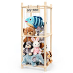Wooden Doll Display Shelf - Spacious Kids Toy Organizer, Easy Assembly, Space-Saving Design for Game Room, Bedroom & Living Room | Wood & Natural Color