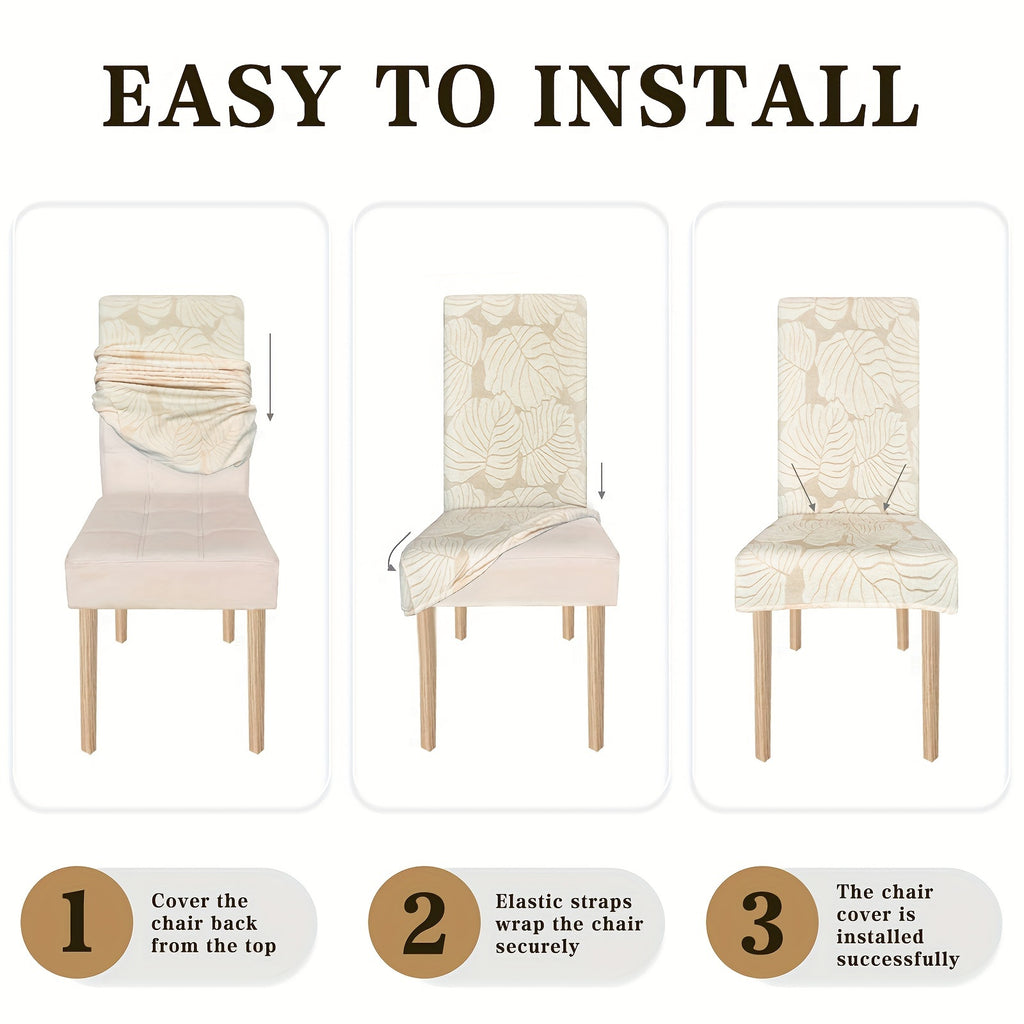 Jacquard Stretch Dining Chair Covers 4/6pcs – Removable Washable Elastic Chair Slipcovers for Dining Room & Kitchen, 10 Colors, Christmas & Holiday Home Decor Chair Protector