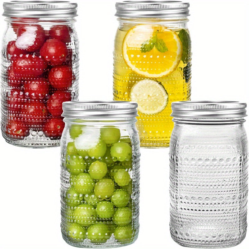 Mason Jars 32oz Wide Mouth with Lids 4 Pack Glass Canning Jars for Pickling Food Storage Meal Prep Salad Jam - Large Glass Jars for Centerpieces Wedding Decor Kitchen Pantry
