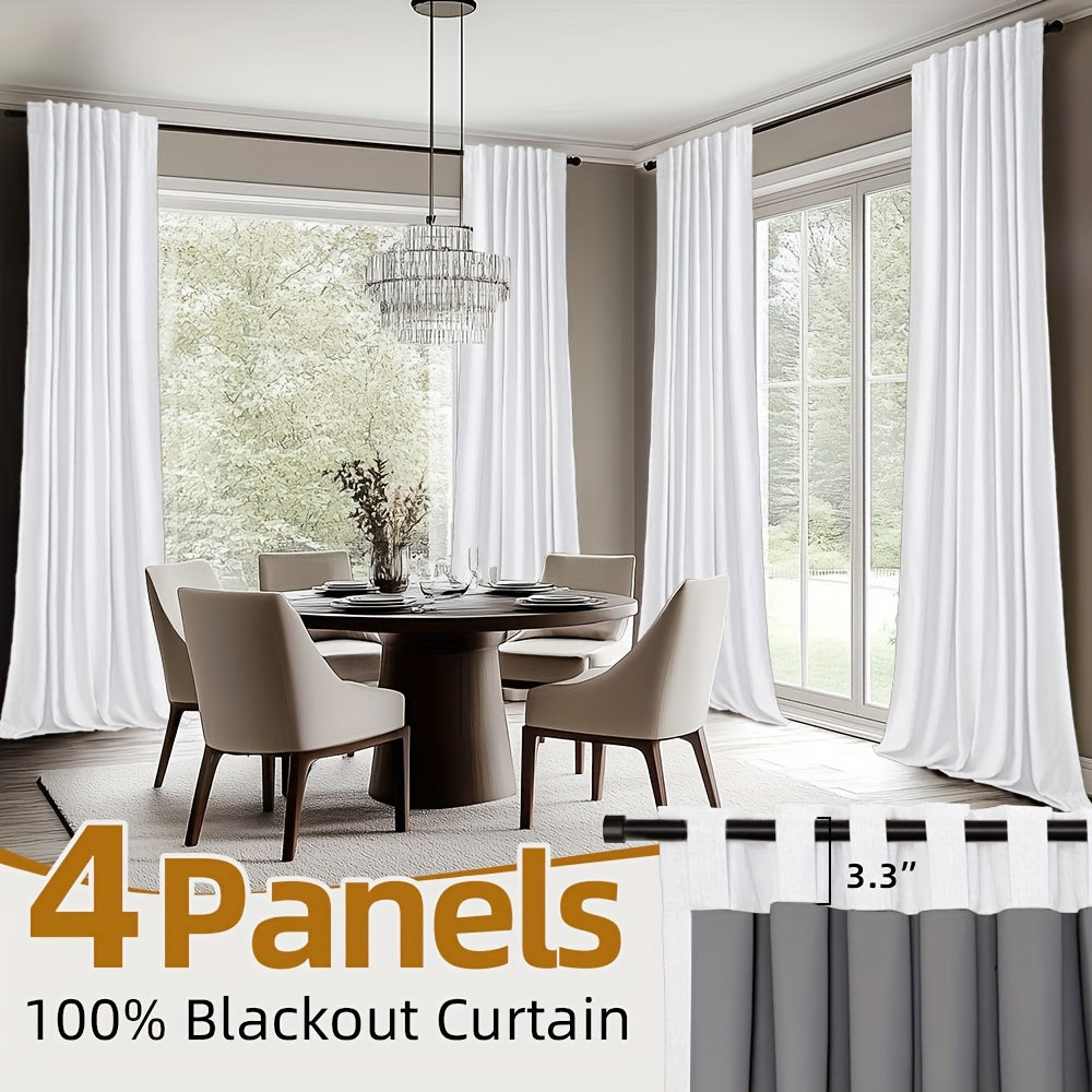 Back Tab Blackout Curtains 2 or 4 Panels – 100% Light Blocking Thermal Insulated Window Drapes for Living Room, Bedroom & Office, 50"W Multiple Lengths, 9 Colors