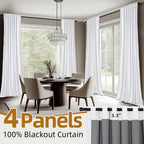 Back Tab Blackout Curtains 2 or 4 Panels – 100% Light Blocking Thermal Insulated Window Drapes for Living Room, Bedroom & Office, 50"W Multiple Lengths, 9 Colors