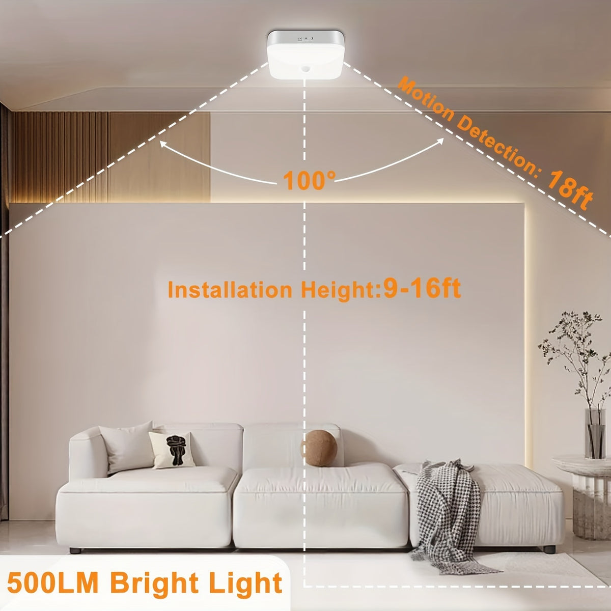 Rechargeable Motion Sensor Ceiling Light with Remote – 5 Brightness Levels 4 Color Temperatures Dimmable Wireless LED Light for Closet Shower Pantry Hallway Porch Shed
