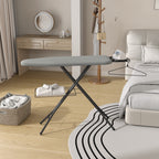 Full-Size Foldable Ironing Board Height-Adjustable – Heavy-Duty Steel Legs, 4-Layer Padding, Iron Rest, Cord Holder & Storage Rack for Laundry Room, Living Room & Dorm | Beige & Gray