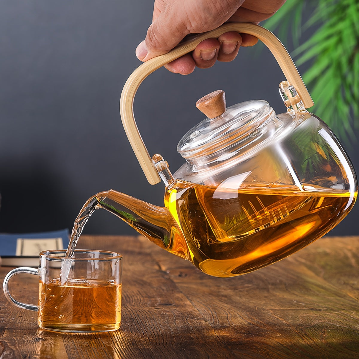 Glass Teapot with Removable Infuser 1000ml 33.81oz High Borosilicate Stovetop Safe for Open Flame & Electric Cooktop Loose Leaf & Herbal Tea Transparent