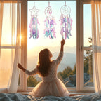 Dream Catcher Wall Decor Set of 3 – Star Moon Sun Boho Room Decor for Teen Girls & Kids Bedroom