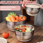 Stainless Steel Mixing Bowl Set - 304 Food-Safe Bowls for Cooking Baking and Food Prep - Versatile Kitchen Mixing Bowls for Salad Fruit Noodles and Baking Ingredients