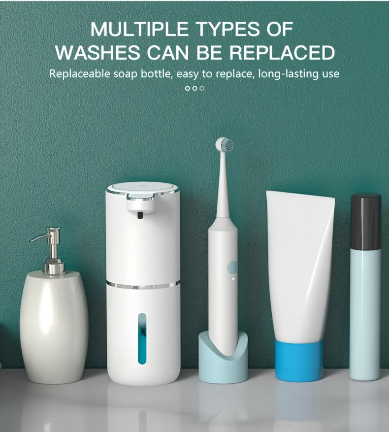 Smart Sensor Automatic Soap Dispenser Nickel Wall-Mount USB Quick Charging with Power Display, 4-Level Adjustable Flow Rate, No-Touch 400ml Foam & Liquid Soap Dispenser for Bathroom Kitchen