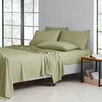 Bamboo Blend Cooling Sheet Set 6-Piece 2000 Thread Count Satin | Deep Pocket 16" Hypoallergenic Breathable Bed Sheets, Twin Full Queen King Cal King, 20 Colors