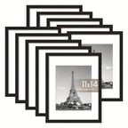 Black Picture Frames 11x14 Bulk Set 10pcs – Fits 8x10 with Mat or 11x14 Without, HD Acrylic Cover, Easy Wall Mounting, Multi Photo Frame Collage for Home, Office & Gallery Wall Display
