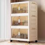 Stackable Foldable Storage Cabinet with Lids – Rolling Wardrobe Organizer 3/4/5/6 Tier with Magnetic Doors, 360° Wheels & Handles for Bedroom, Closet, Kitchen & Office
