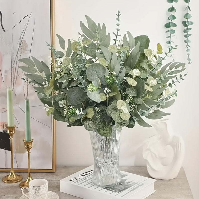 Artificial Eucalyptus Stems Bulk 50/100pcs – Mixed Silver Dollar Eucalyptus Leaf Picks for Bouquets, Flower Arrangements & Home Decor – Faux Greenery Stems for Vases & Wreaths