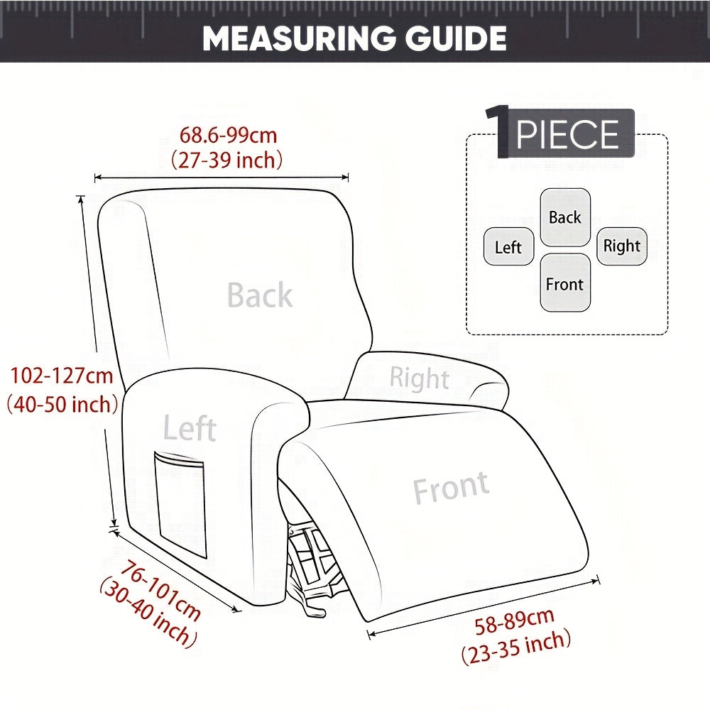 Recliner Slipcover Set of 4 with Side Pocket, Extra Large Jacquard Stretch Furniture Protector Cover, Elastic Band Closure, 92% Polyester All-Season Recliner Chair Cover for Living Room, 10 Patterns