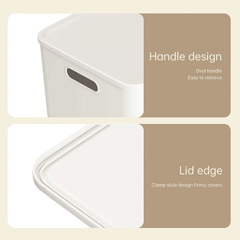 13-Inch Square Plastic Storage Bins 4-Pack with Handles Lid & No-Lid Options White Wardrobe Storage Box Set for Clothes Tools Closet Shelves – Premium Home Organization Containers