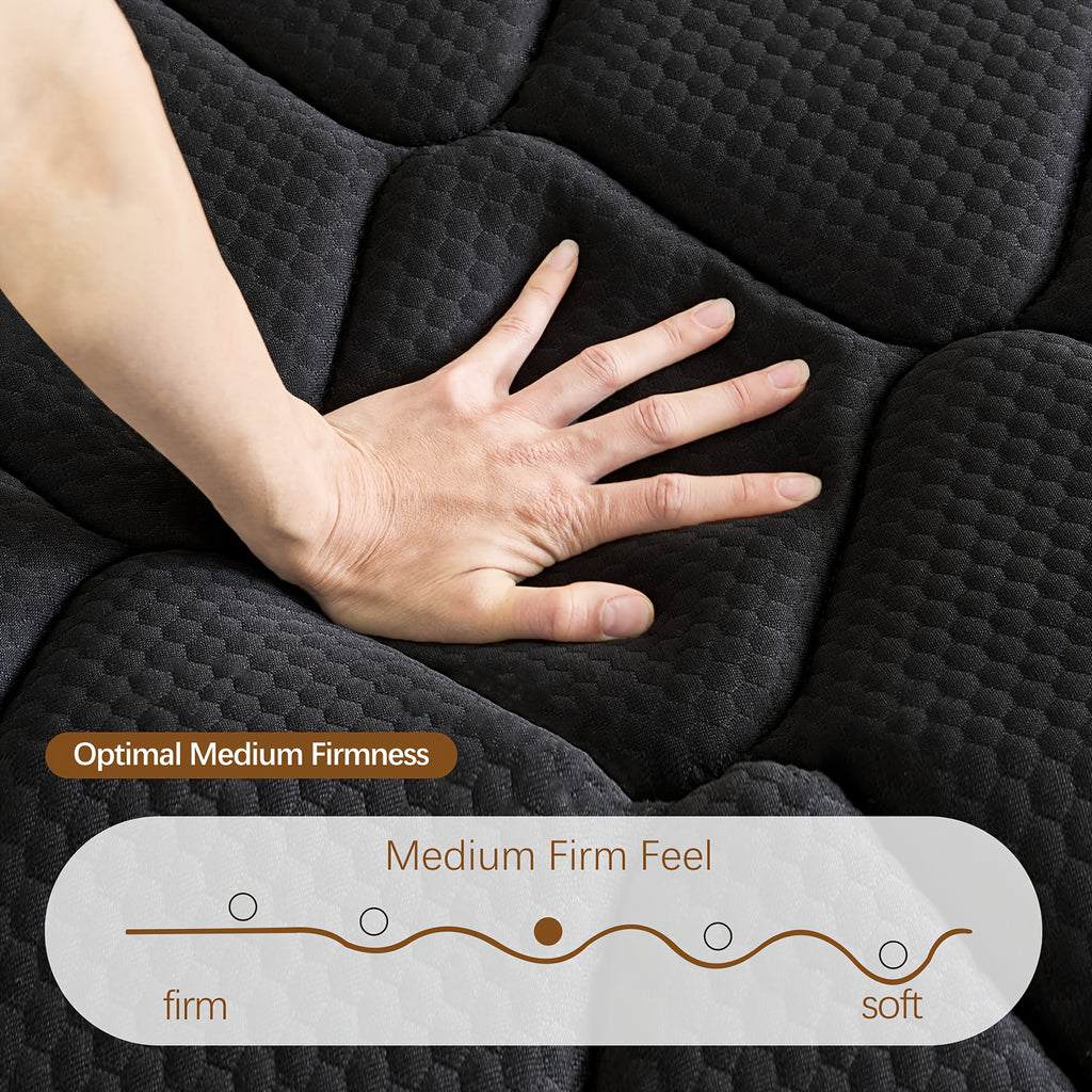 Hybrid Mattress | Memory Foam & Spring, Medium Firmness, Lumbar Support, Boxed – 10", 12" & 14" | Twin, Full, Queen, King