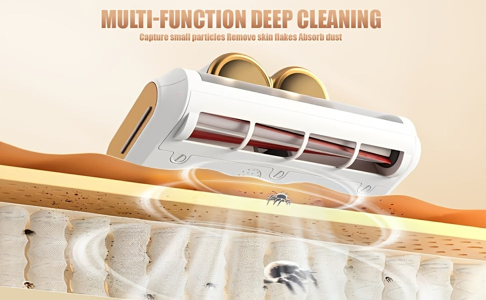 Mattress Vacuum Cleaner Cordless UV-C 21KPa – Deep Cleaning Bed Vacuum with UV Light, Soundwave Tech, Dual Dust Cup 520ml, HEPA Filter, 35-Min Battery, for Mattress Sofa Pillow & Carpet