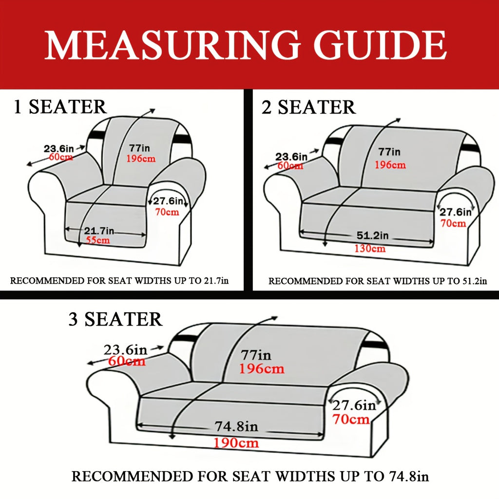 Quilted Sofa Cover One-Piece Cushion Slipcover with Anti-Slip Elastic Band – Pet-Friendly Scratch-Resistant Washable Removable Furniture Cover for Living Room Bedroom Hotel Home Decor