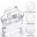 Glass Purse Vase Glow in the Dark with Bubble Handle Clear Bag Shape Flower Vase 7.7x3.9x10.4in Unique Centerpiece for Wedding Table Christmas Home Decor