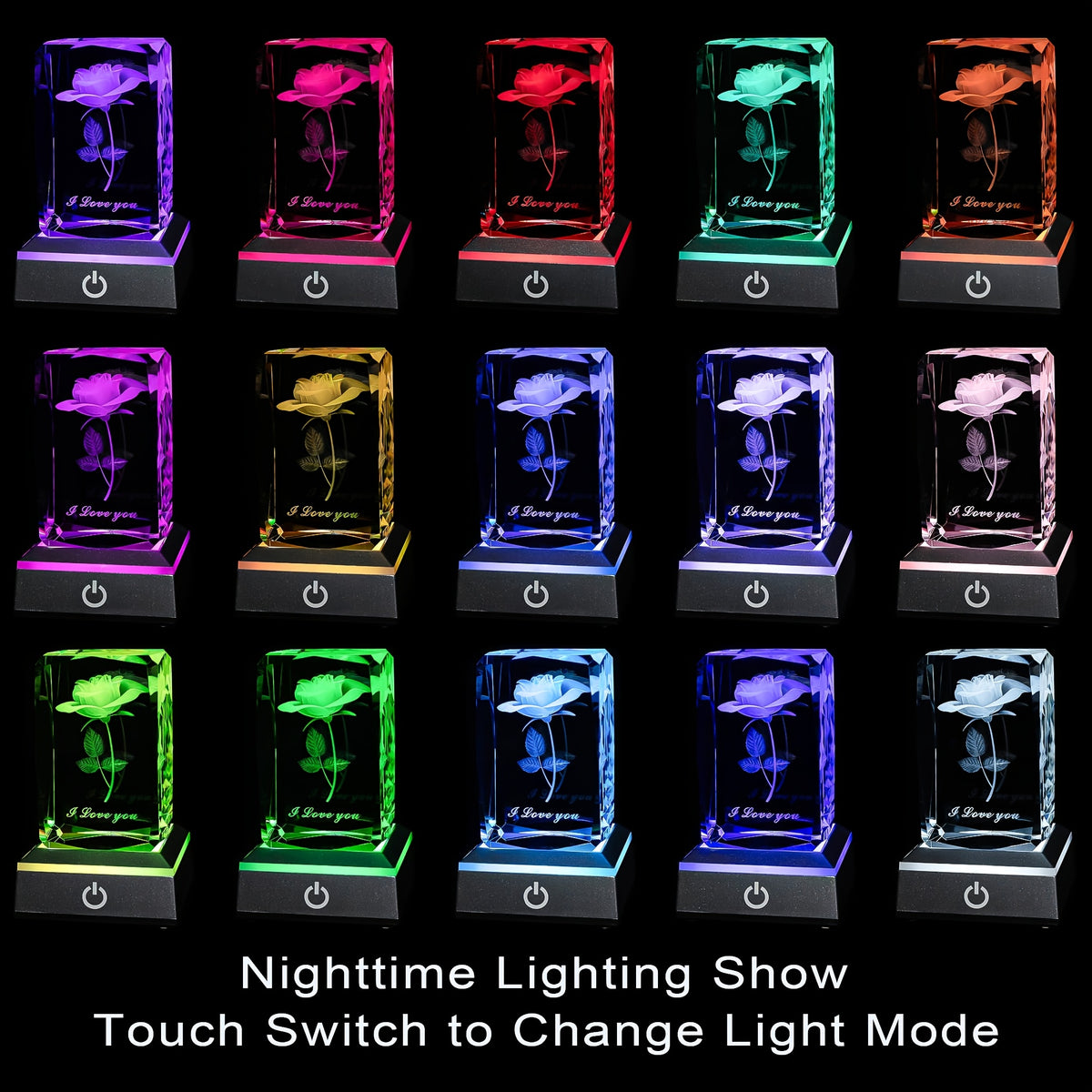 Rose Crystal LED Night Light USB Powered Romantic Flower Lamp - Aesthetic Bedroom Decor Light Gift for Women Girlfriend Wife Mom for Valentine's Day Anniversary Birthday Women's Day