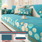 Bohemian Embroidered Sofa Cushion Cover Geometric Tree Leaf Design Pet Friendly Elegant Blue Gold for Living Room Bedroom Office All Sofa Sizes