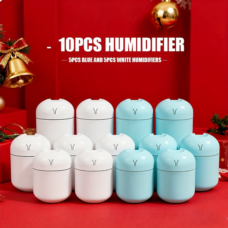 10-Pack Mini USB Desk Humidifiers with Spray Mist for Bedroom Living Room Office Car Long-Lasting Cool Mist Blue White Bulk Humidifier Set