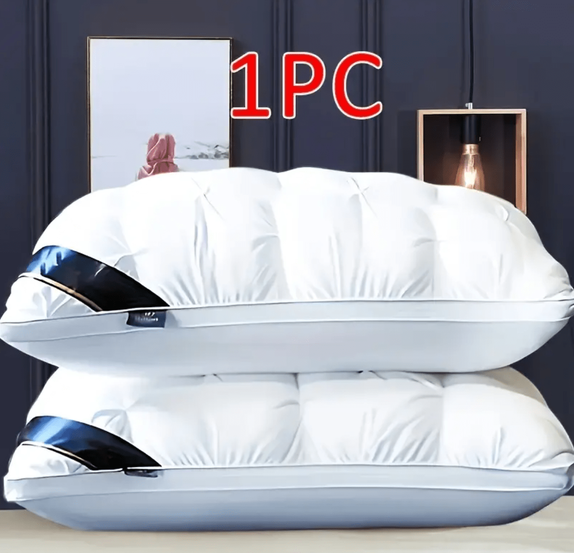 Hotel Quality Bed Pillows - Luxury Soft Polyester Fiber Satin Cover, Deep Sleep Neck Support No-Collapse, Zipper Closure Machine Washable, All-Season, 1/2/3/4-Pack White & Gray
