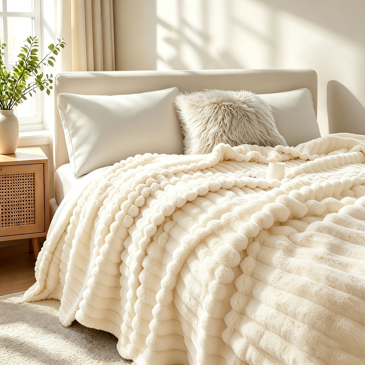 Soft Plush Throw Blanket – Thick Warm Fuzzy Cozy Blanket for Couch, Bed, Office & Travel | 4 Sizes, 4 Colors | Great for Gifts & Room Decor