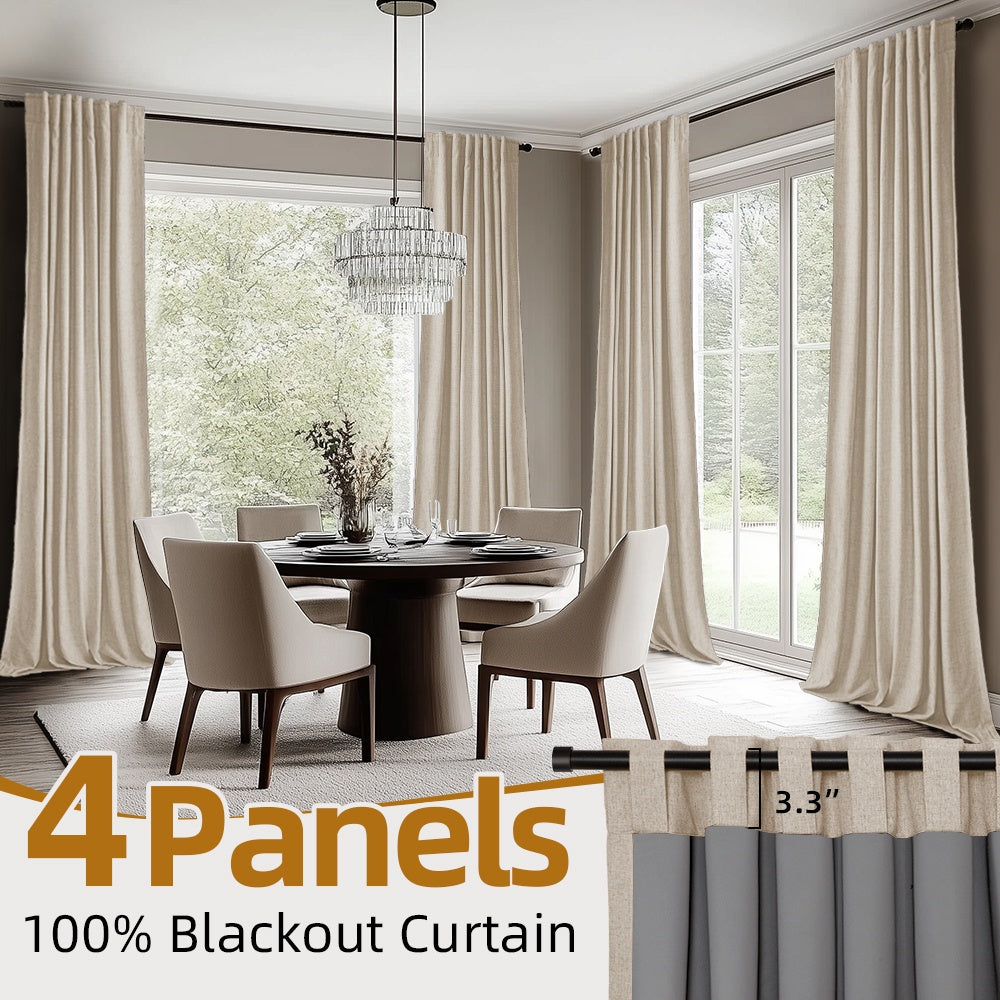 Back Tab Blackout Curtains 2 or 4 Panels – 100% Light Blocking Thermal Insulated Window Drapes for Living Room, Bedroom & Office, 50"W Multiple Lengths, 9 Colors