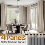 Back Tab Blackout Curtains 2 or 4 Panels – 100% Light Blocking Thermal Insulated Window Drapes for Living Room, Bedroom & Office, 50"W Multiple Lengths, 9 Colors