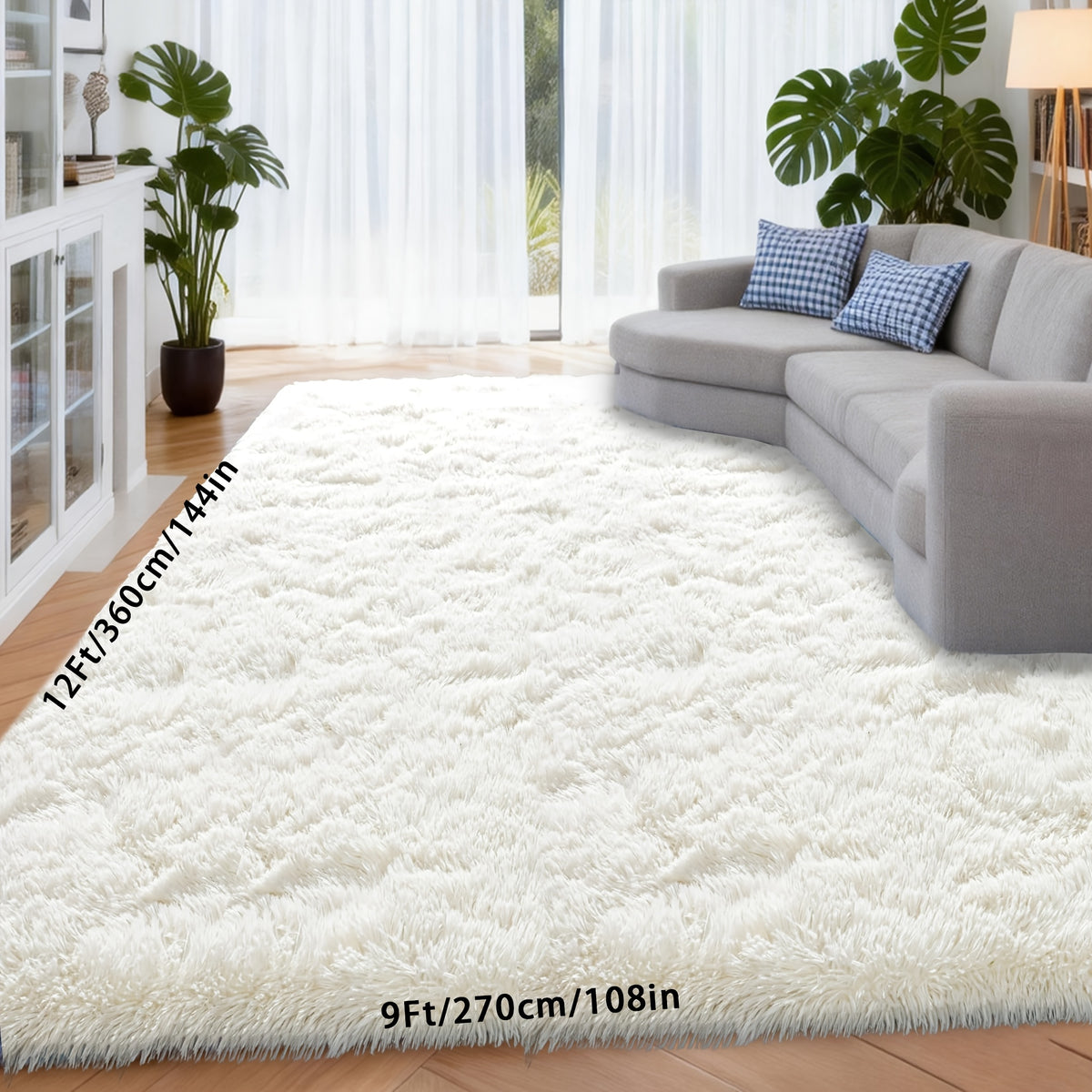 Shaggy Area Rug Extra Large Ultra Soft Fluffy Plush for Living Room & Bedroom – Non-Slip Machine Washable Carpet 9x12 & 10x14ft, Tie-Dye & Solid Colors