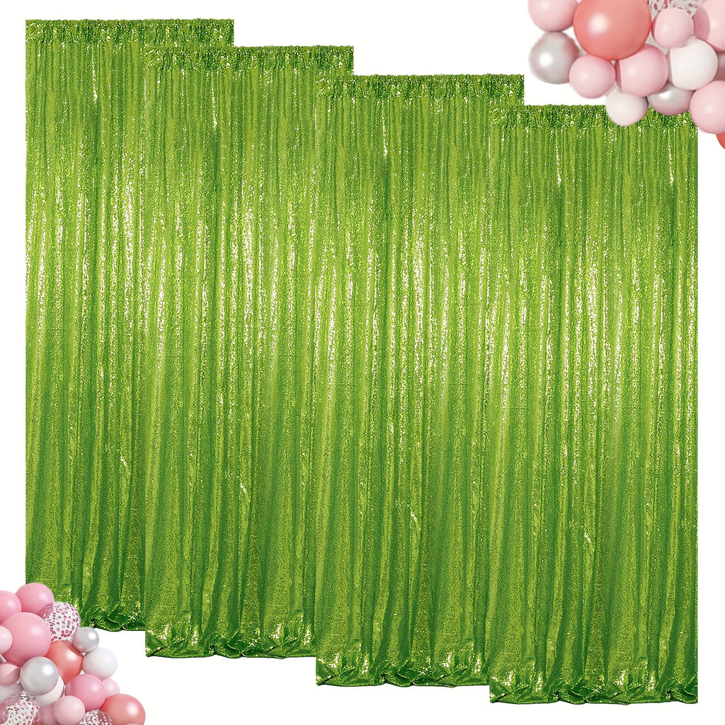 Sequin Backdrop Curtains 4 Panels 2FT x 8FT Glitter Party Decorations for Wedding Birthday Photo Booth Stage Background 30+ Colors