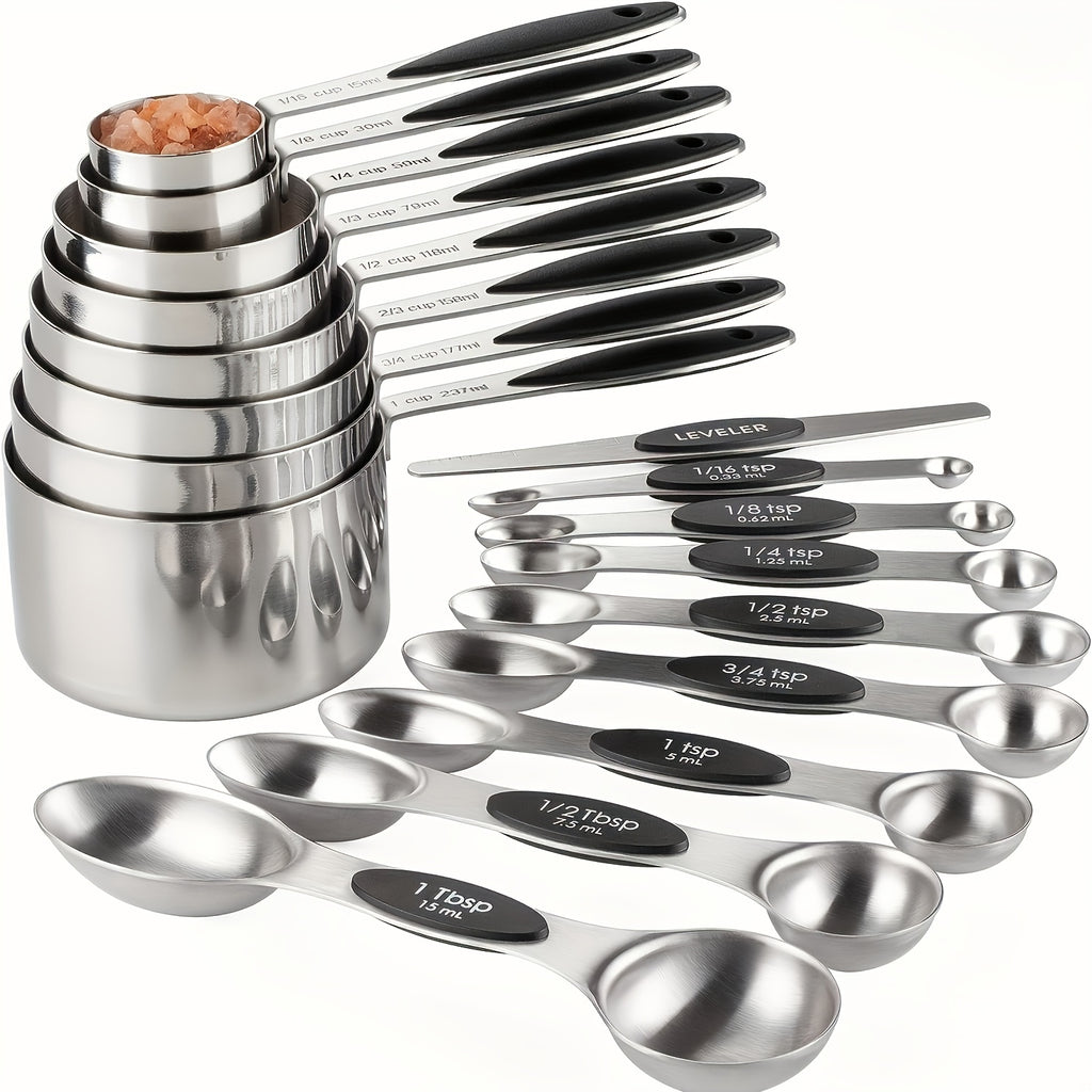 Measuring Cups & Spoons Set | Dry & Liquid | Choose 8-Piece Cups, 9-Piece Spoons, or 17-Piece Complete Set