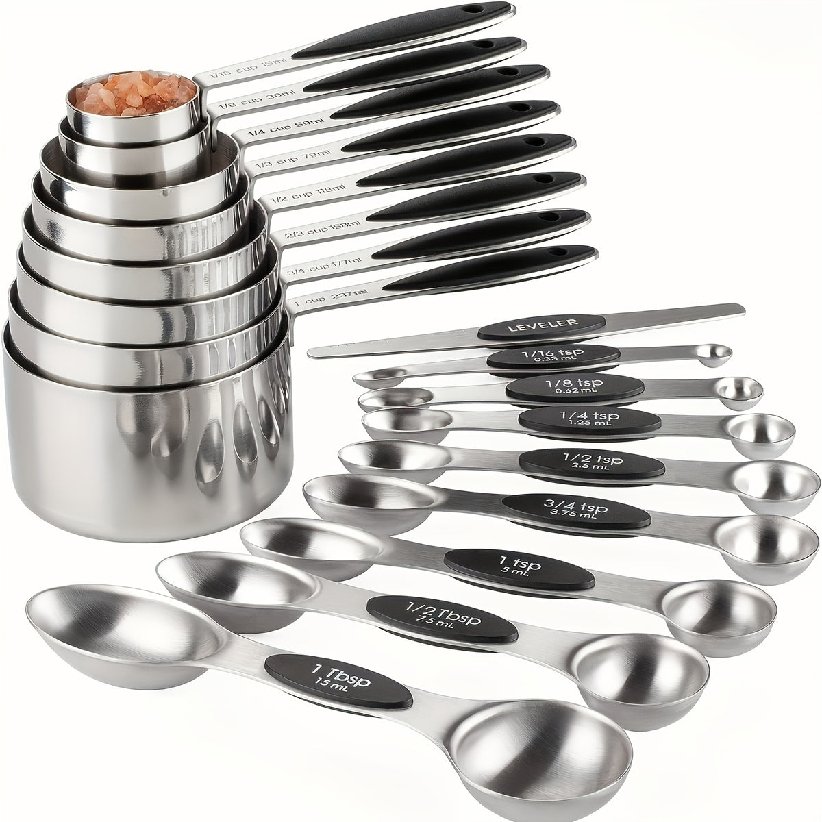 Measuring Cups & Spoons Set | Dry & Liquid | Choose 8-Piece Cups, 9-Piece Spoons, or 17-Piece Complete Set