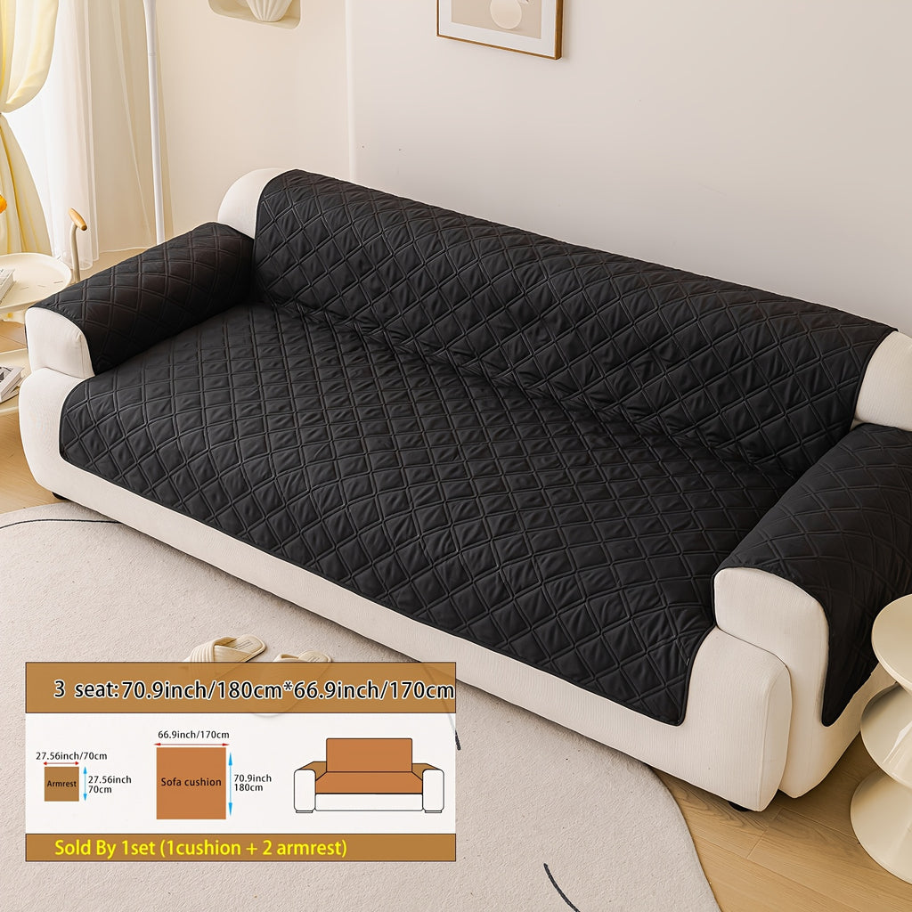 Soundwave Embossed Sofa Cover Set 3-Piece with Armrests – Pet Friendly Anti-Slip Furniture Protector, Durable Sofa Set Decoration Cover in Various Colors & Sizes