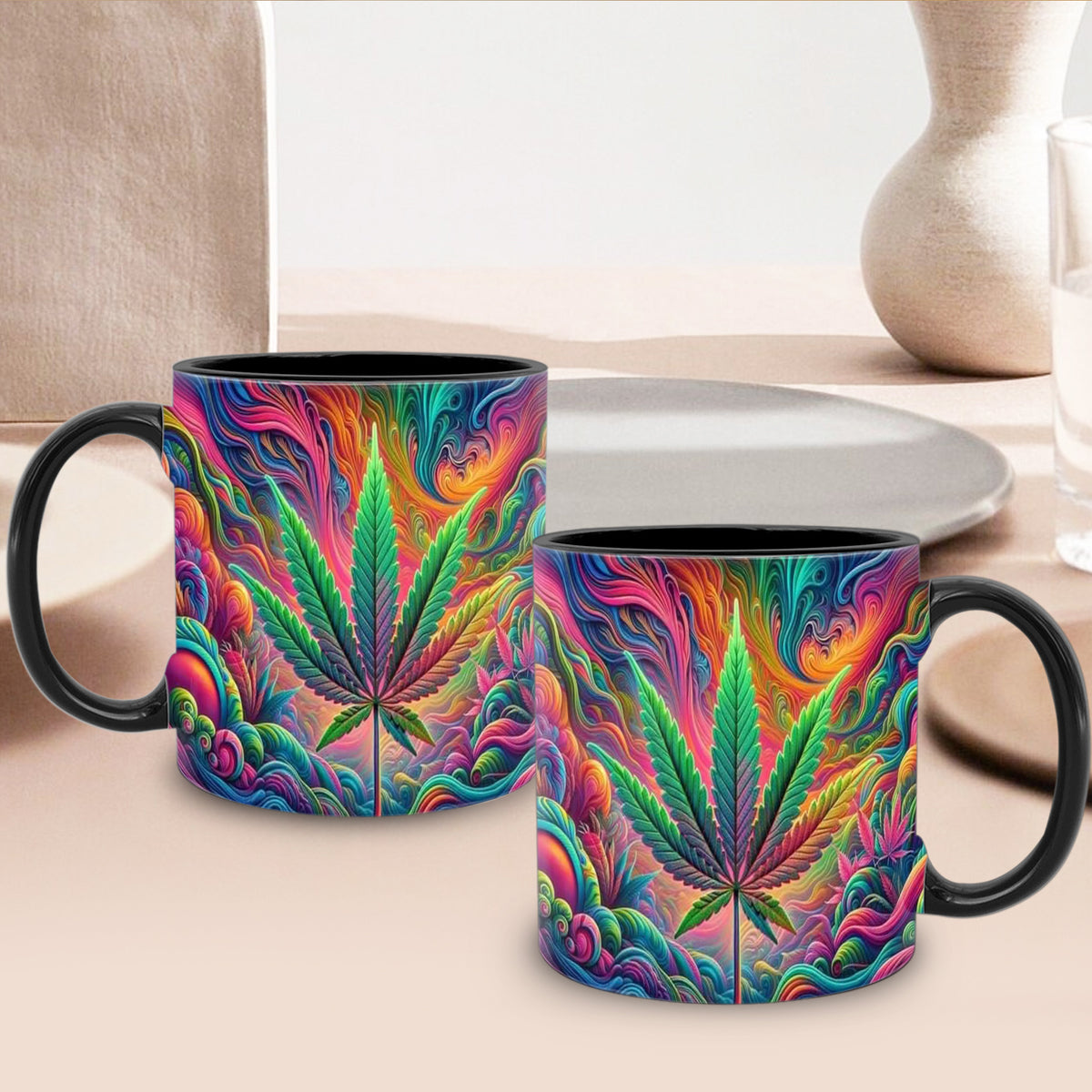 Psychedelic Print Ceramic Coffee Mug 11oz – Vibrant Abstract Art Design Cup for Coffee, Tea & Hot Chocolate | Unique Gift for Friends, Office & Home