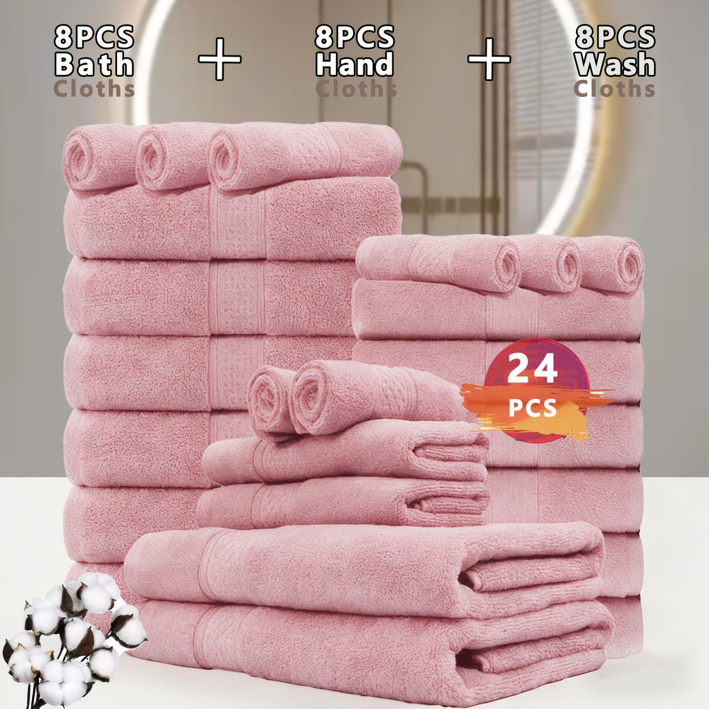 100% Cotton Bath Towel Set 12 & 24 Piece – 450 GSM Soft Absorbent Towels with Bath Towels, Hand Towels & Washcloths | Spa Quality for Home, Travel & Gifts
