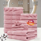 100% Cotton Bath Towel Set 12 & 24 Piece – 450 GSM Soft Absorbent Towels with Bath Towels, Hand Towels & Washcloths | Spa Quality for Home, Travel & Gifts