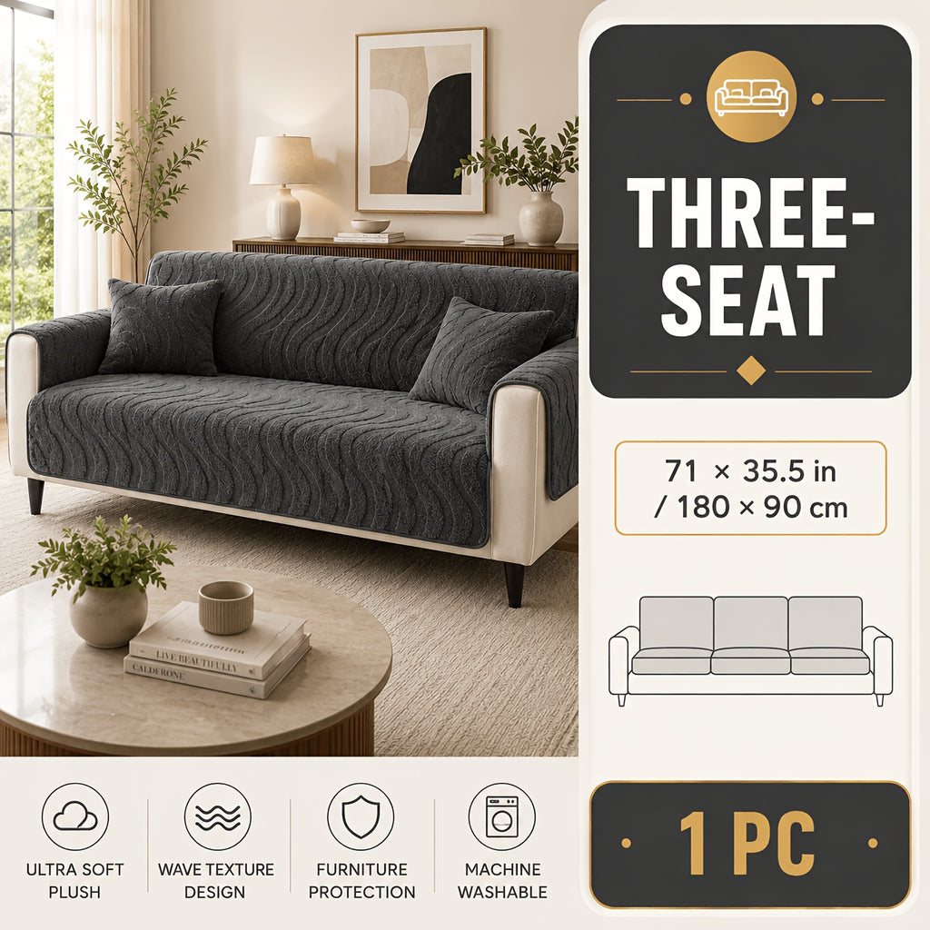 Thickened Honeycomb Velvet Sofa Seat Cover – Solid Color Minimalist Non-Slip Pet-Friendly Cushion Pad | Washable Couch Protector for Living Room, Bedroom & Office | 1-5 Seater + Armrest & Pillow Options