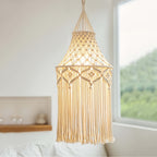 Bohemian Macrame Lamp Shade – Handcrafted Woven Rope Hanging Light Cover for Ceiling & Wall, Boho Nordic Room Decor Tapestry Style for Bedroom, Living Room & Home Aesthetics