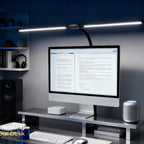 Dual-Head LED Desk Lamp Foldable Gooseneck with Remote – 3 Color Temperatures 10 Brightness Levels USB Powered Eye-Care Office & Bedroom Study Lamp with Clip
