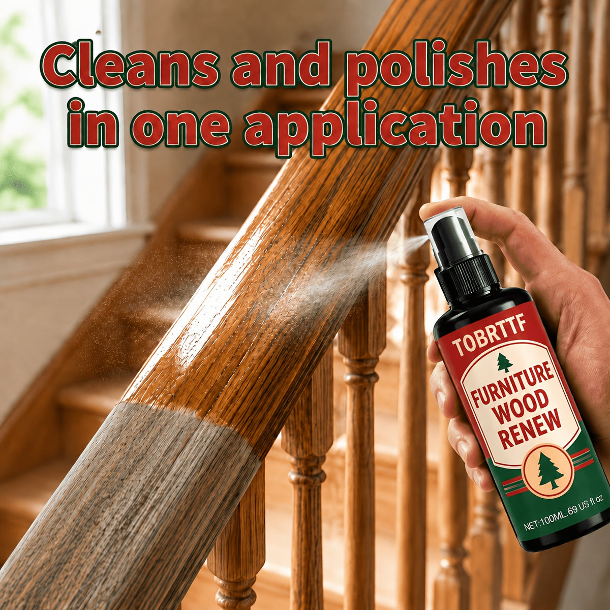 Furniture Wood Renovation Spray 3.38oz Wood Care Restoration Agent for Matte Wood Cabinets Tables Chairs Floors Surface Maintenance Cleaning Spray for Home Wood Surfaces